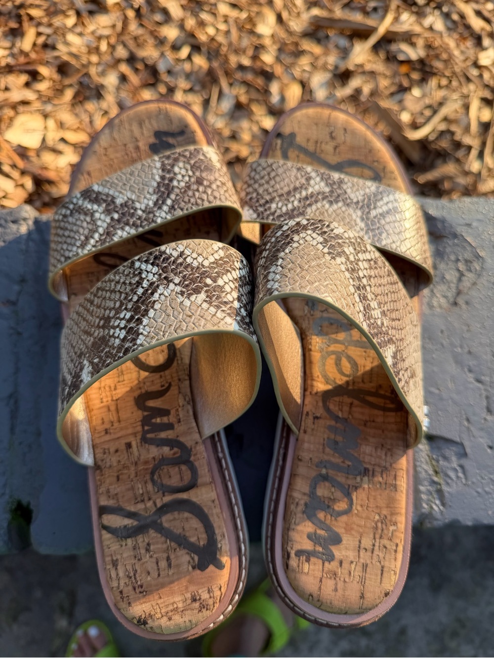 Sam Edelman RAUL Truffle Snake Print Platform Sandals - Size 9 - Picture 3 of 6